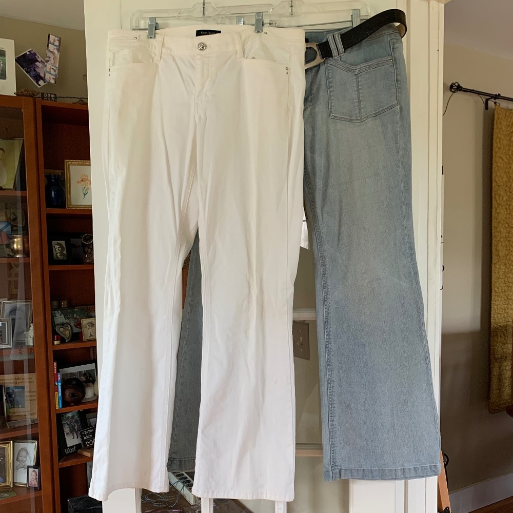 2 Pairs White House Black Market Noir Embellished Bootcut Jeans Sz 14R